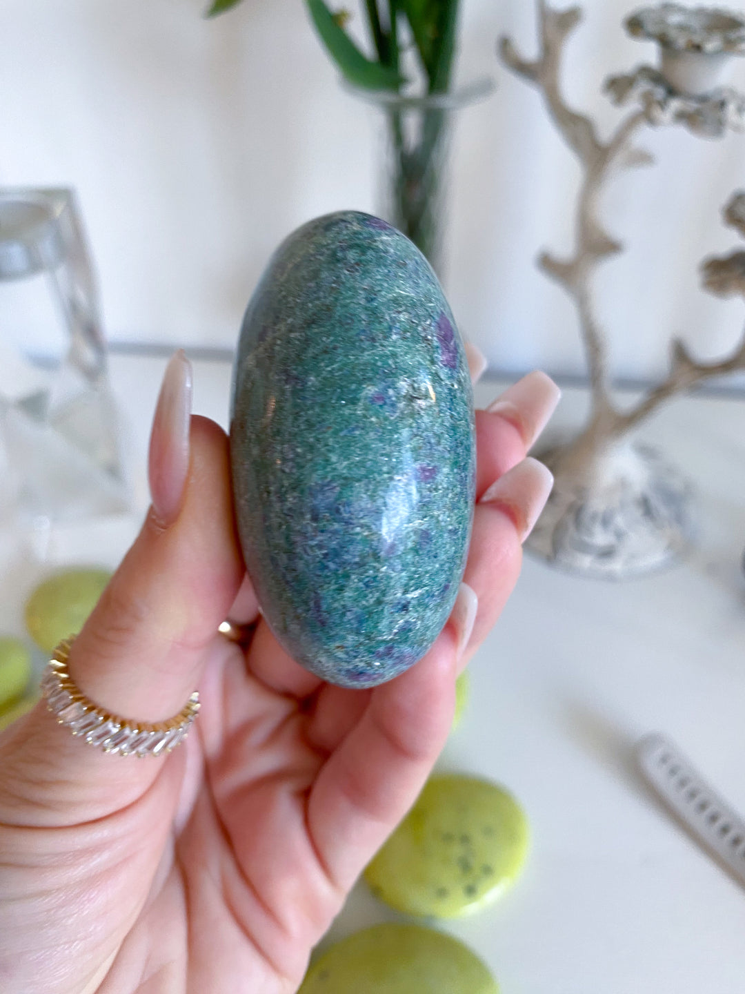 Ruby Fuchsite Palm Stone #2