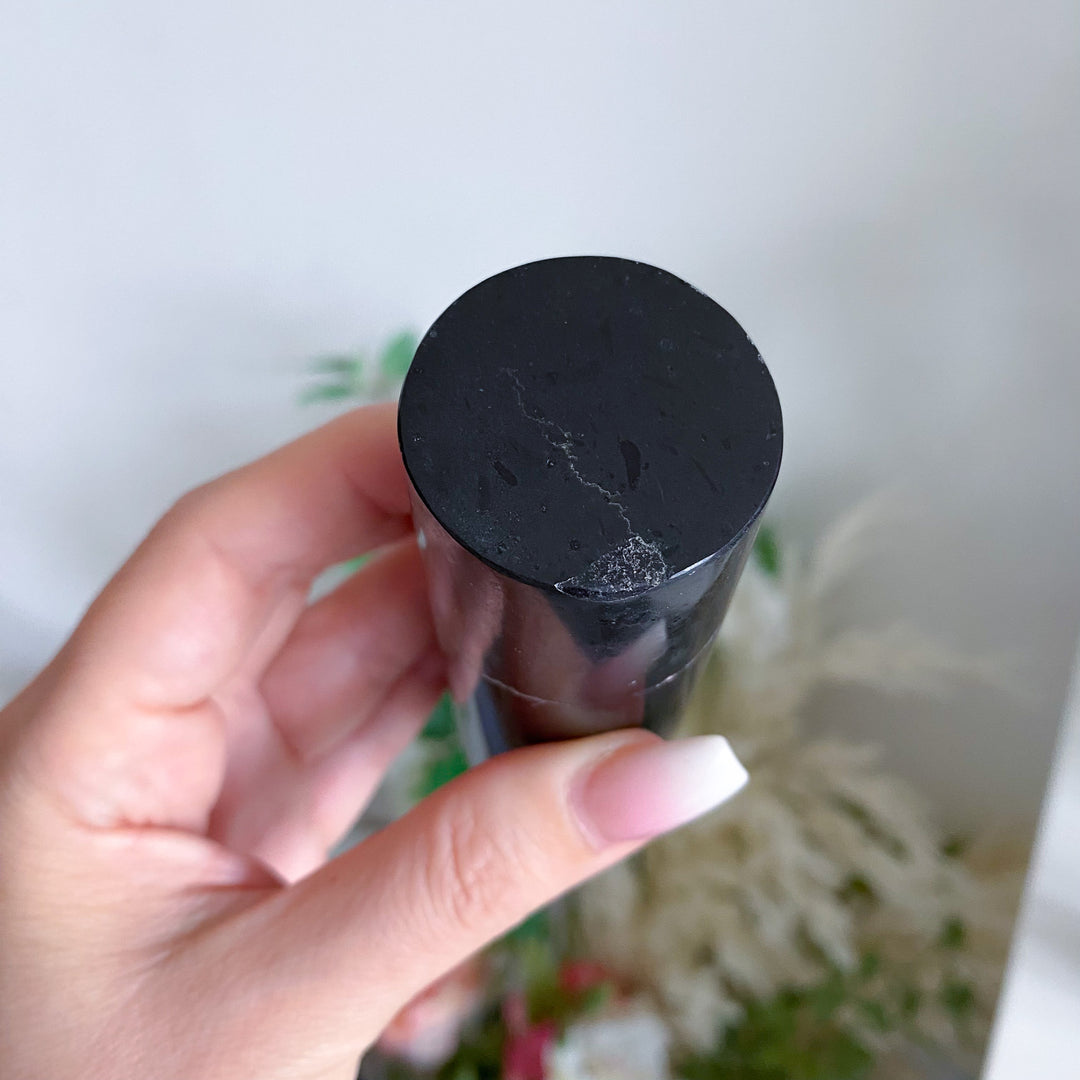 Set: Two Black Tourmaline Cylinder Meditation Chargers