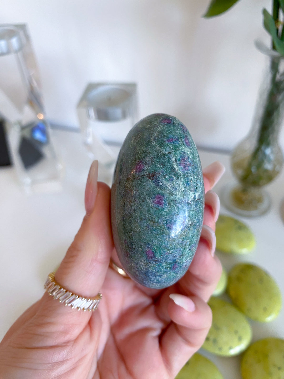 Ruby Fuchsite Palm Stone #2