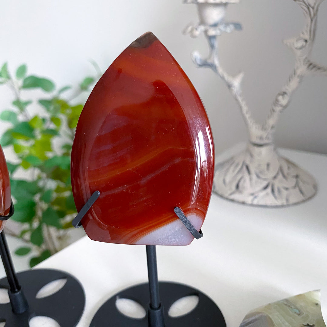 Shiny Carnelian Flame on Stand - Choose Your Piece