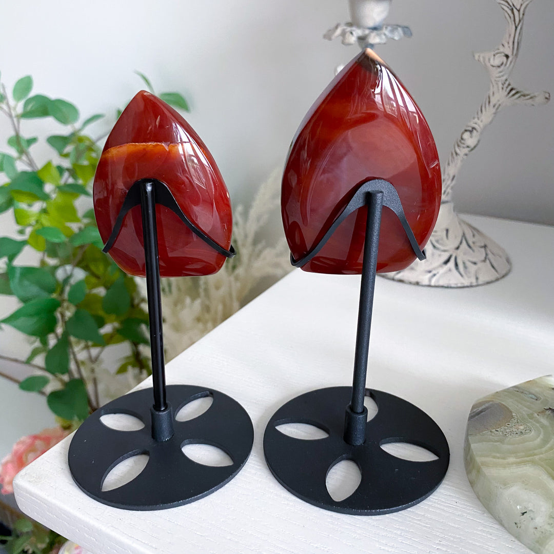 Shiny Carnelian Flame on Stand - Choose Your Piece