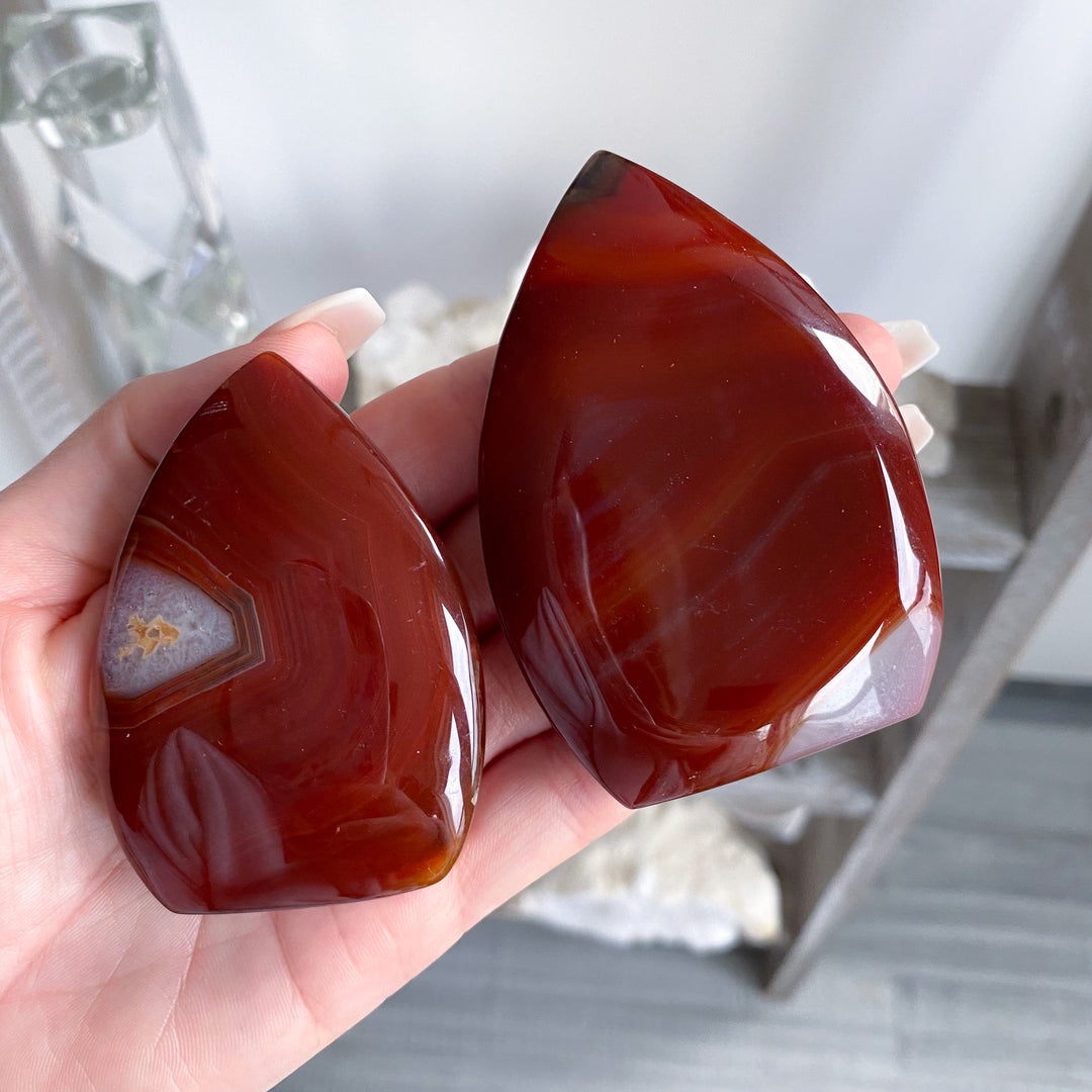 Shiny Carnelian Flame on Stand - Choose Your Piece