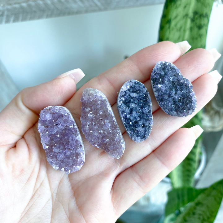 Set: Four Small Rainbow Amethyst Cluster