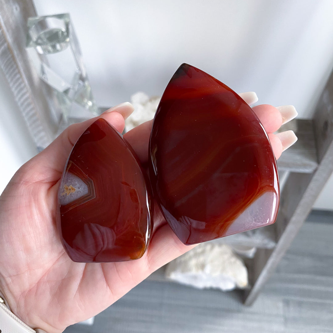 Shiny Carnelian Flame on Stand - Choose Your Piece