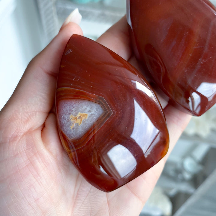 Shiny Carnelian Flame on Stand - Choose Your Piece