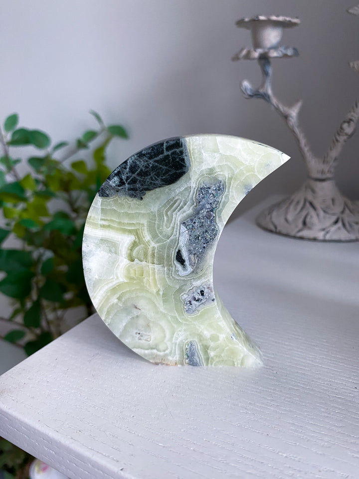 Green Maligano Calcite Standing Moon 