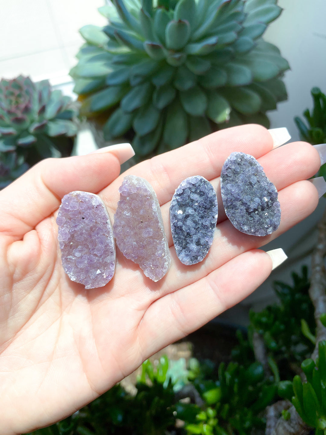 Set: Four Small Rainbow Amethyst Cluster