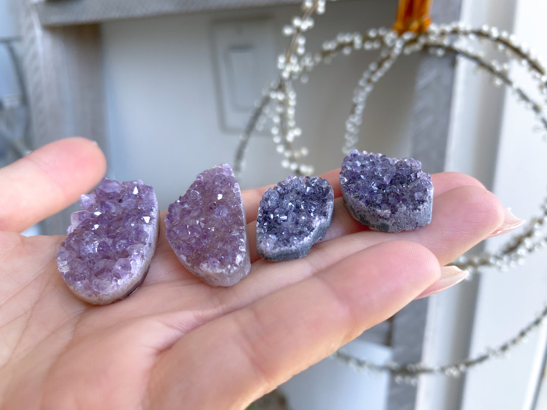 Set: Four Small Rainbow Amethyst Cluster