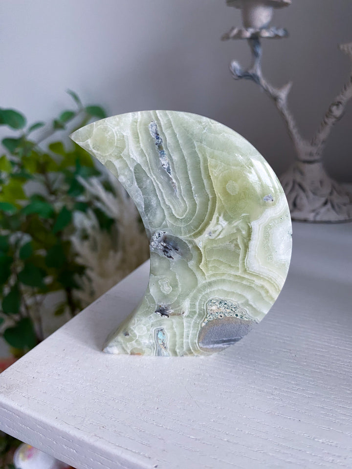 Green Maligano Calcite Standing Moon 