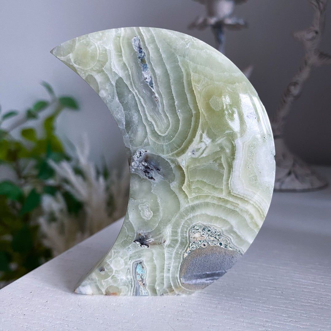 Green Maligano Calcite Standing Moon 