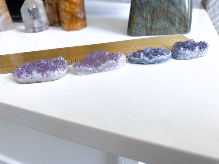Set: Four Small Rainbow Amethyst Cluster