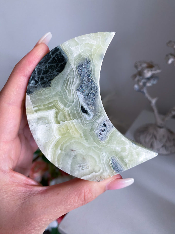 Green Maligano Calcite Standing Moon 