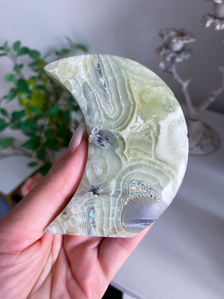 Green Maligano Calcite Standing Moon 