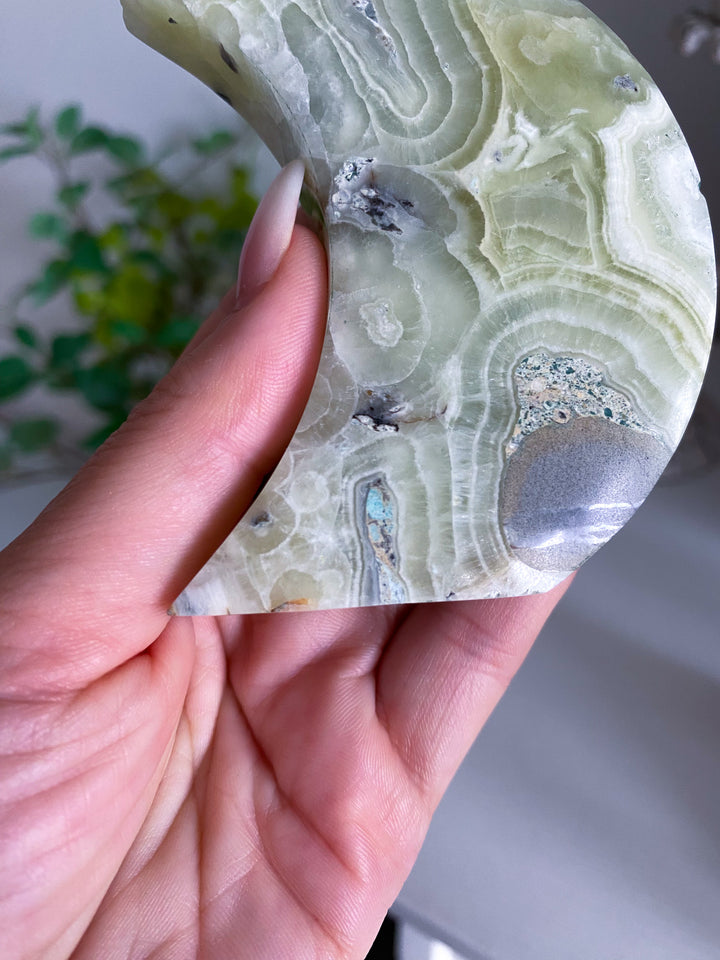 Green Maligano Calcite Standing Moon 