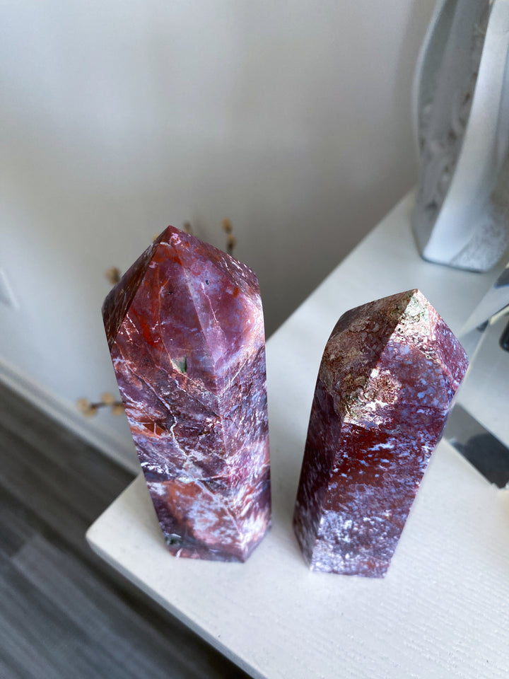Chunky Red Petrified Wood Tower 5"
