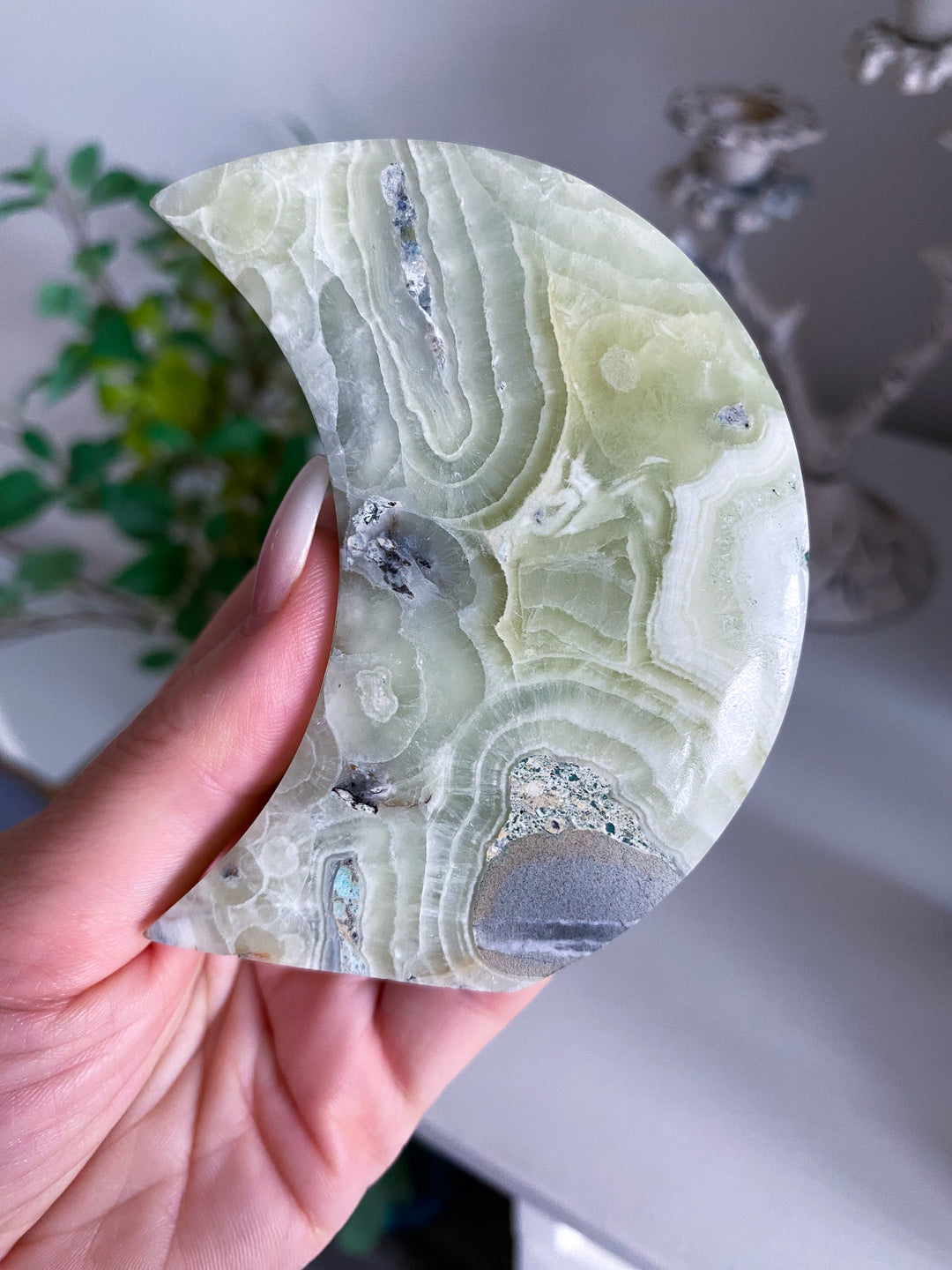 Green Maligano Calcite Standing Moon 