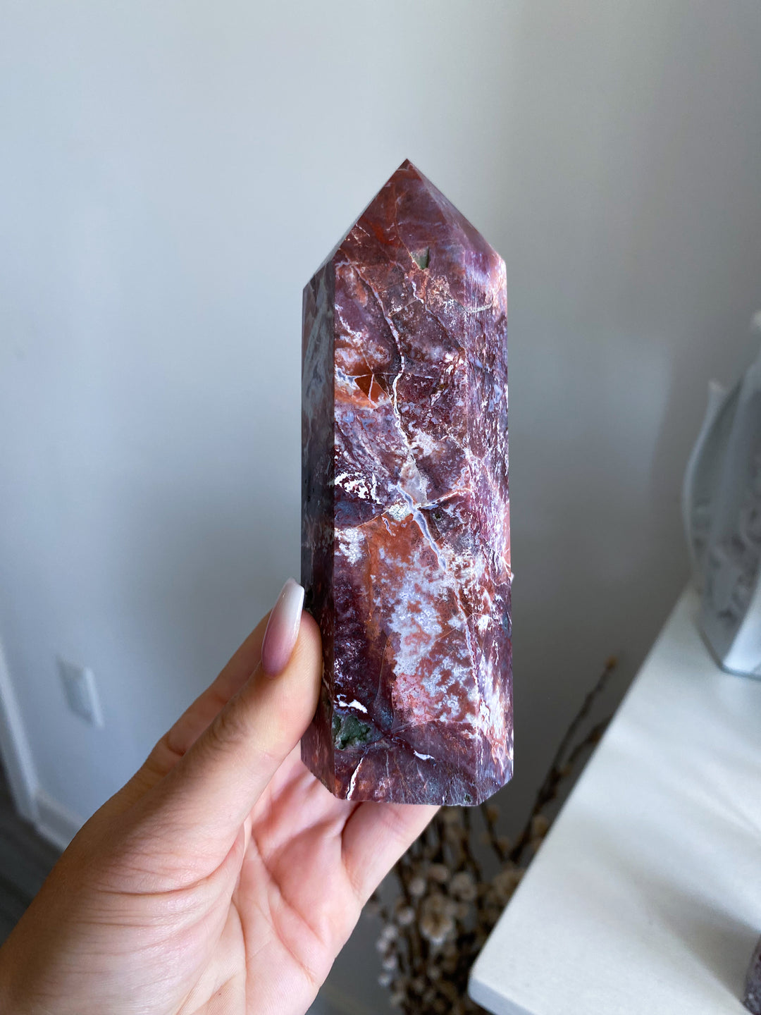 Chunky Red Petrified Wood Tower 5"