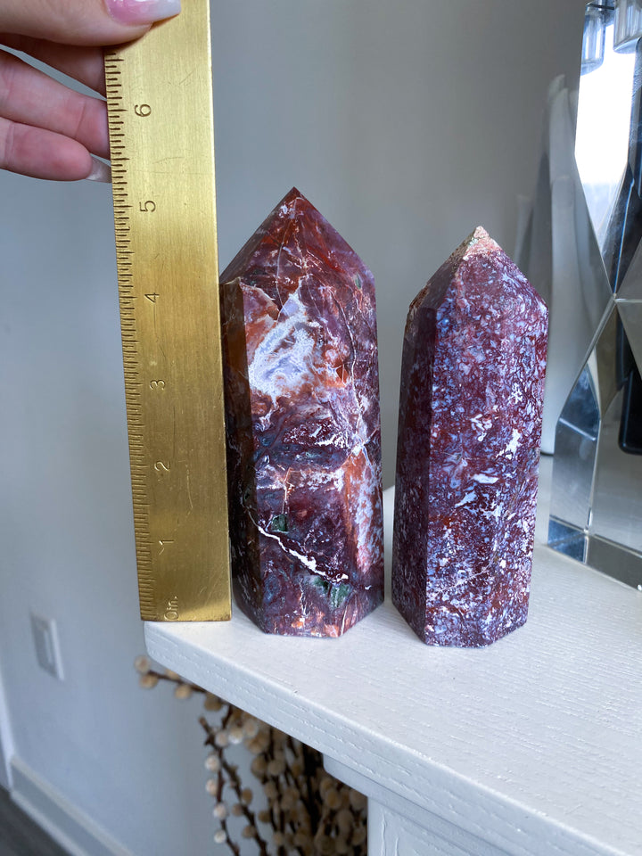 Chunky Red Petrified Wood Tower 5"