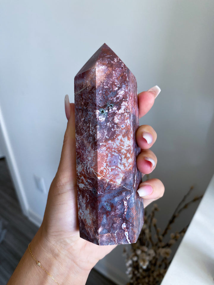 Chunky Red Petrified Wood Tower 5"