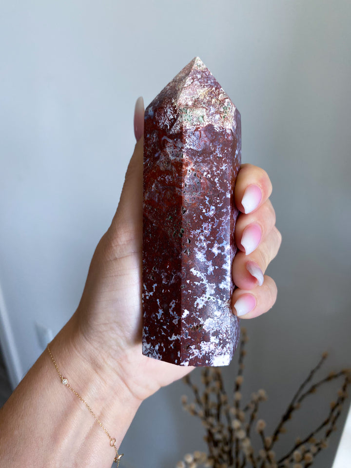 Chunky Red Petrified Wood Tower 5"