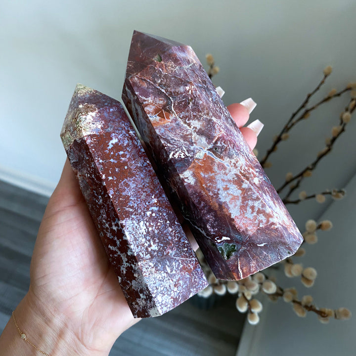 Chunky Red Petrified Wood Tower 5"