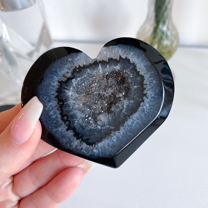 Black Agate Druzy Heart #5 - Get Exact Item