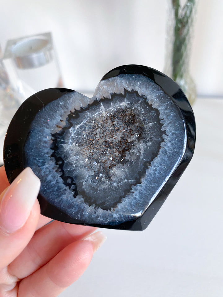 Black Agate Druzy Heart #5 - Get Exact Item