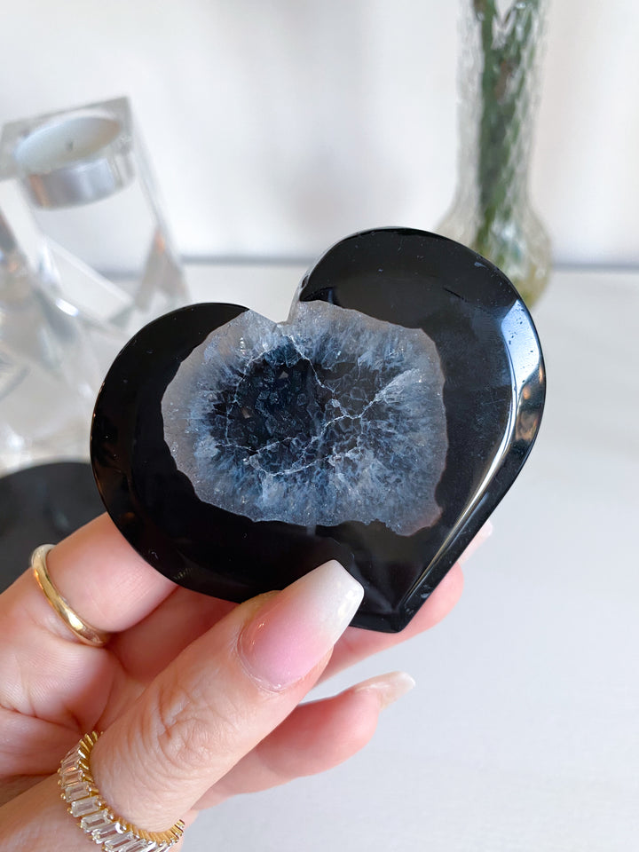 Black Agate Druzy Heart #5 - Get Exact Item