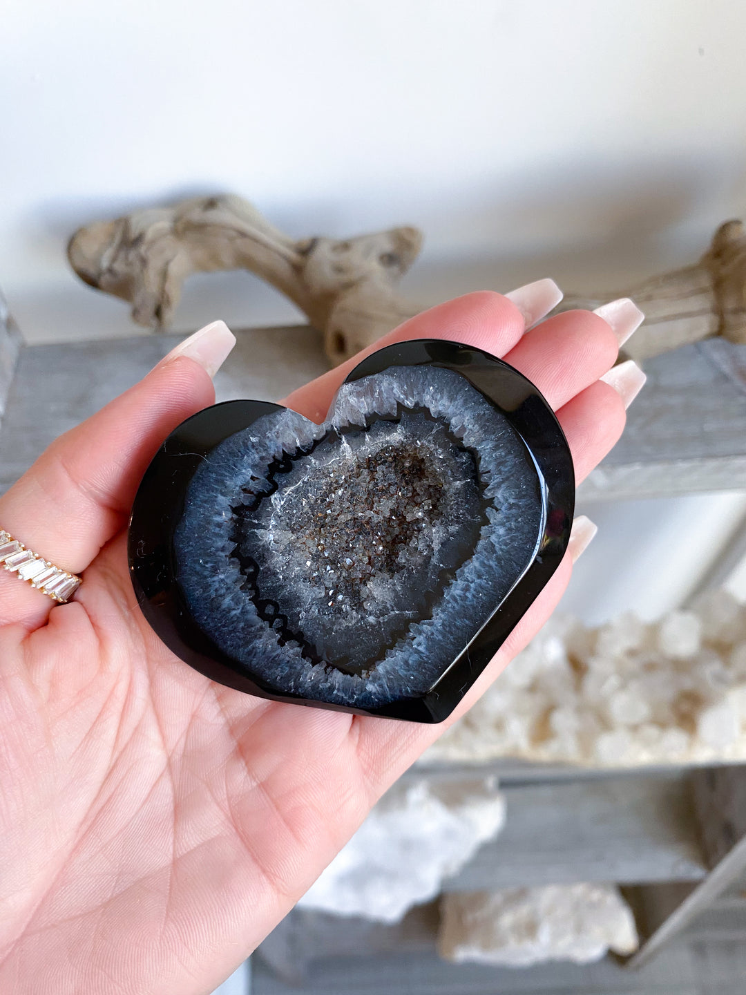 Black Agate Druzy Heart #5 - Get Exact Item