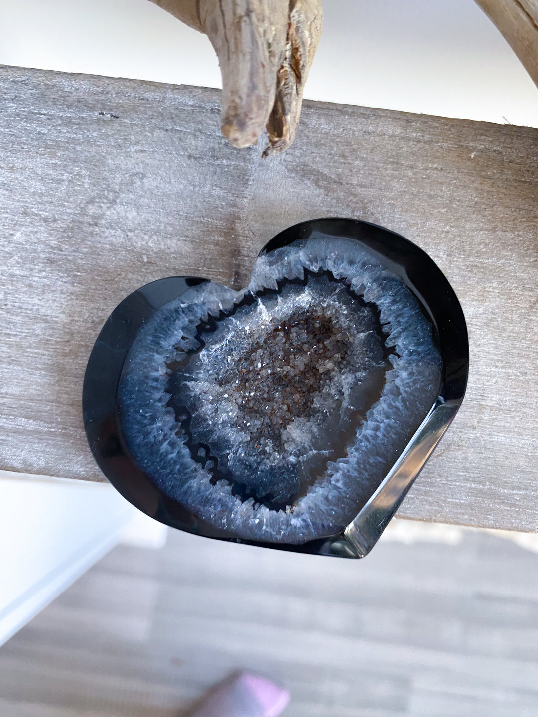 Black Agate Druzy Heart #5 - Get Exact Item