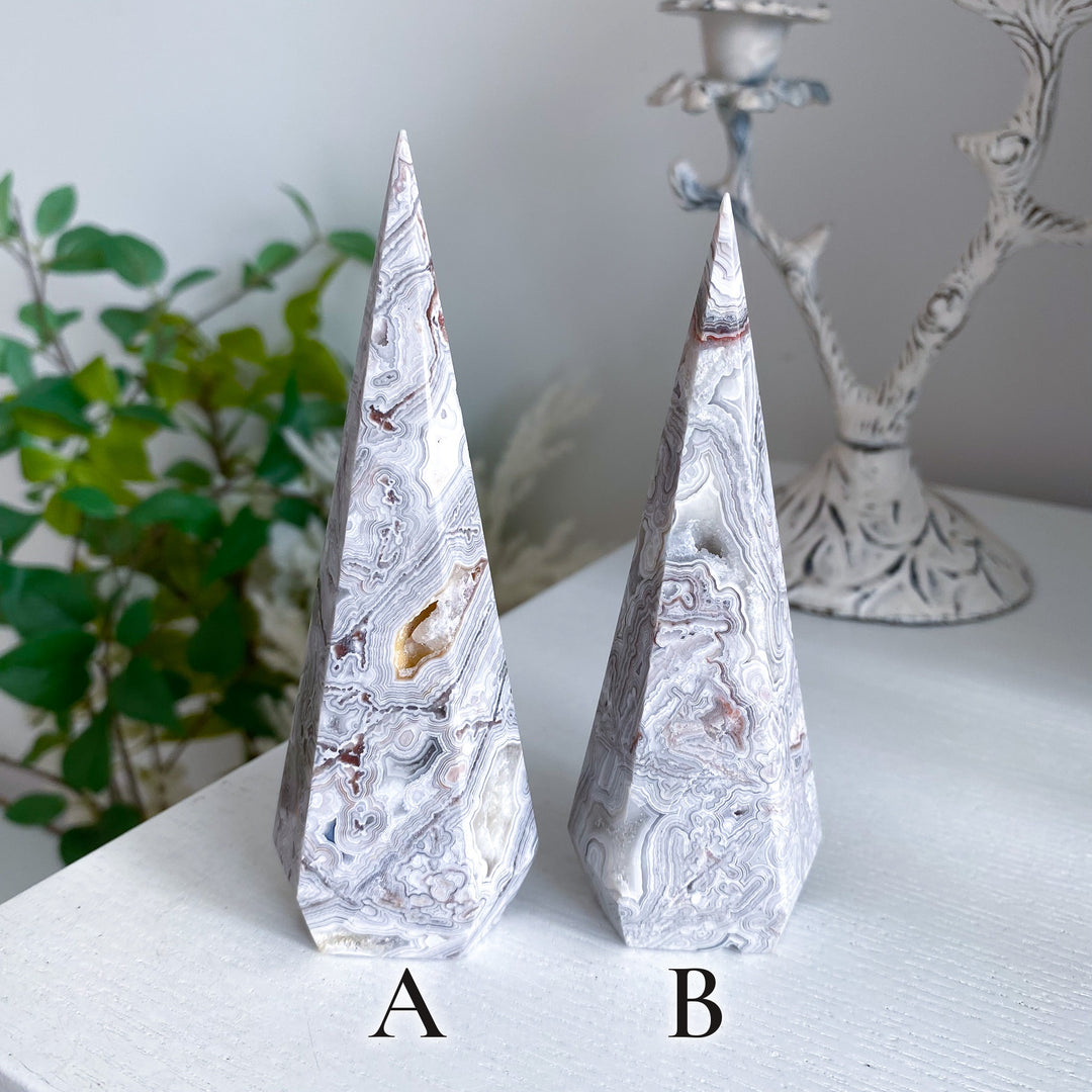 Snow White Crazy Lace Agate Tower - Choose Your Piece