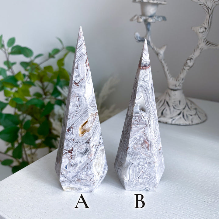 Snow White Crazy Lace Agate Tower - Choose Your Piece