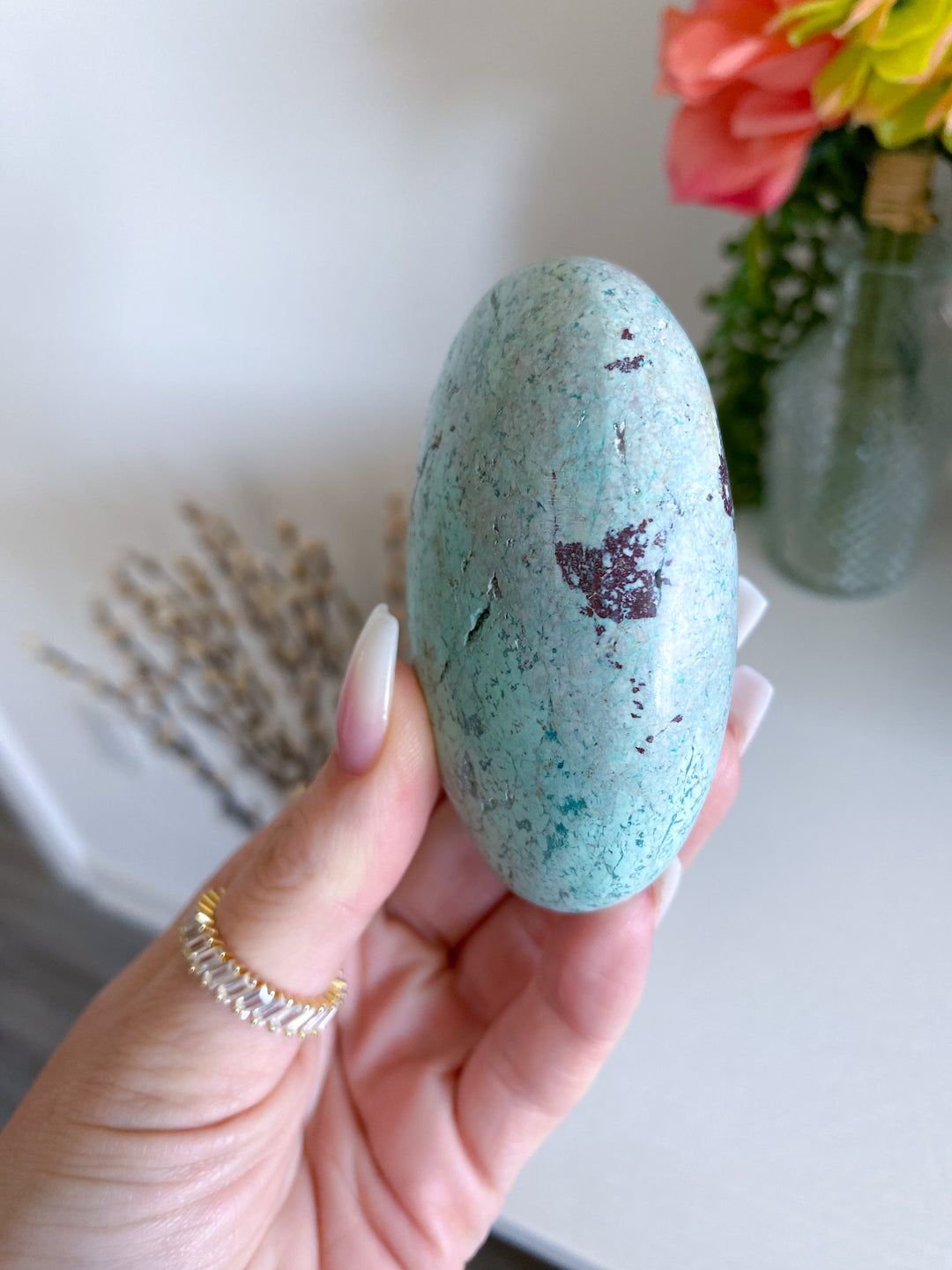 Blue Turquoise Palm Stone #4