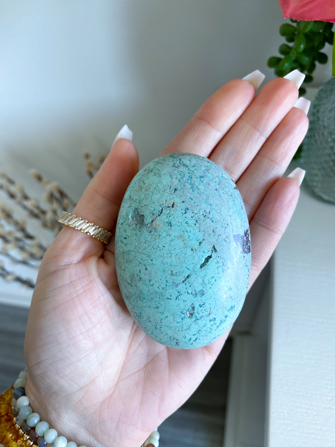 Blue Turquoise Palm Stone #4