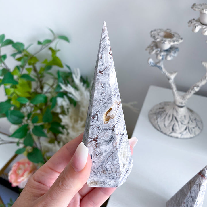 Snow White Crazy Lace Agate Tower - Choose Your Piece