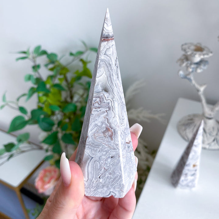 Snow White Crazy Lace Agate Tower - Choose Your Piece