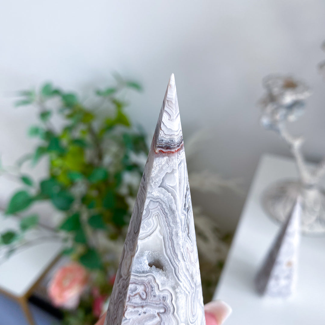 Snow White Crazy Lace Agate Tower - Choose Your Piece