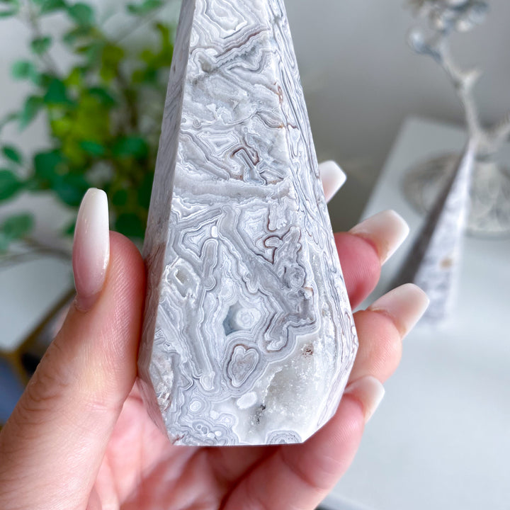 Snow White Crazy Lace Agate Tower - Choose Your Piece