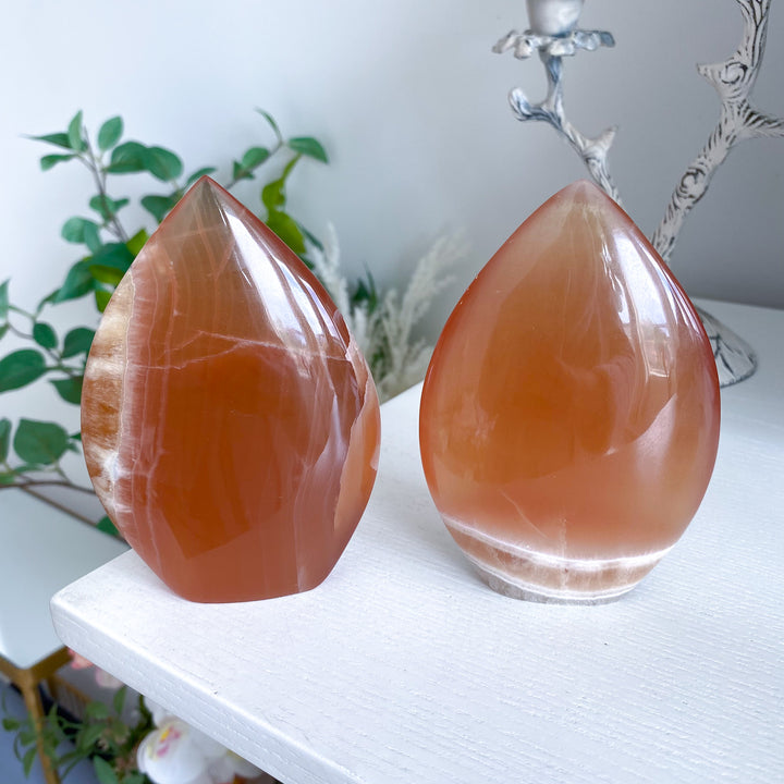 Large Honey Calcite Flame