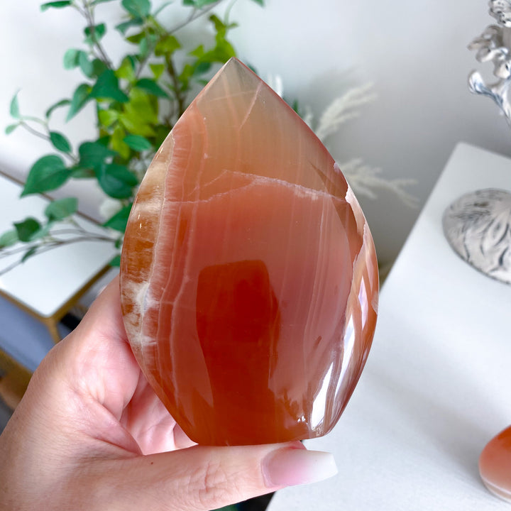 Large Honey Calcite Flame