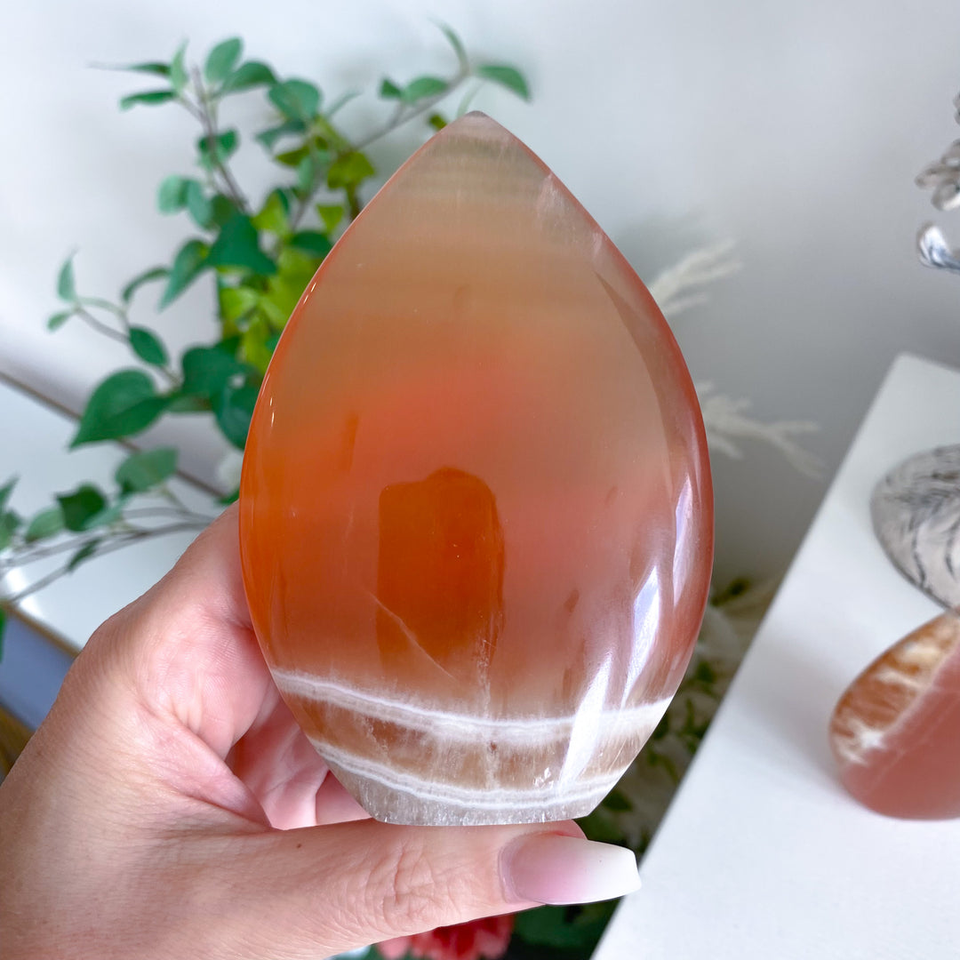 Large Honey Calcite Flame