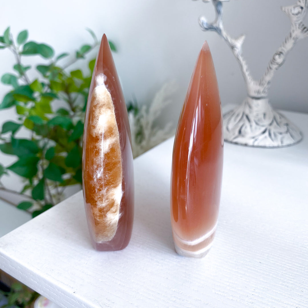Large Honey Calcite Flame