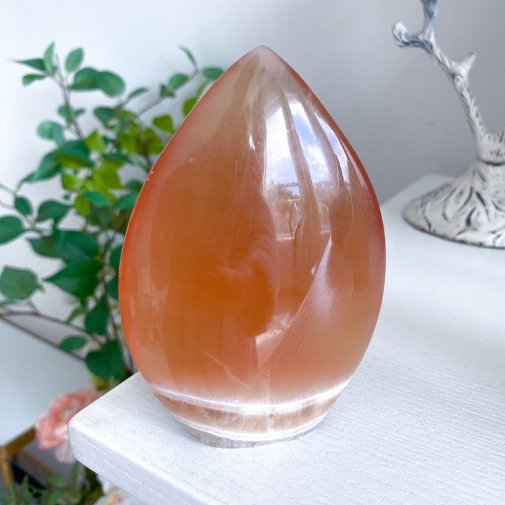 Large Honey Calcite Flame