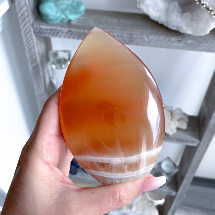 Large Honey Calcite Flame