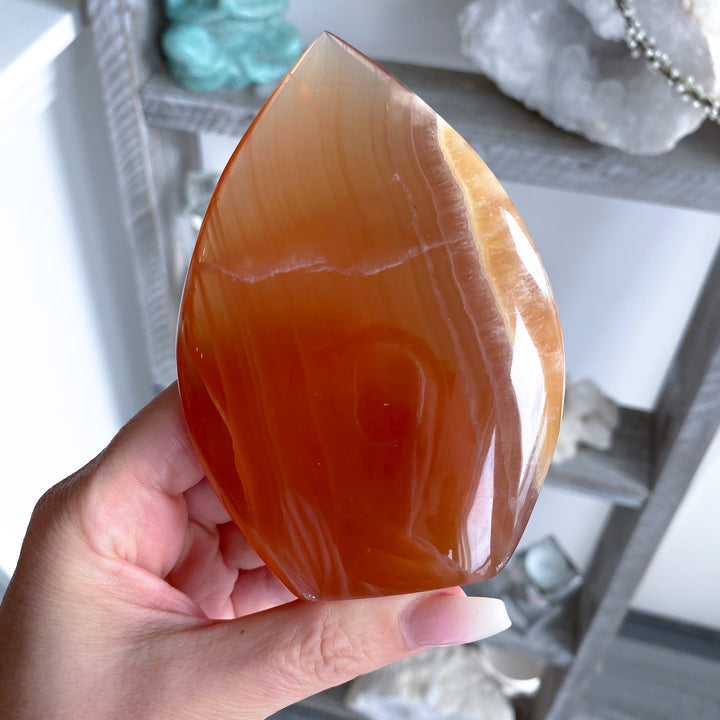 Large Honey Calcite Flame