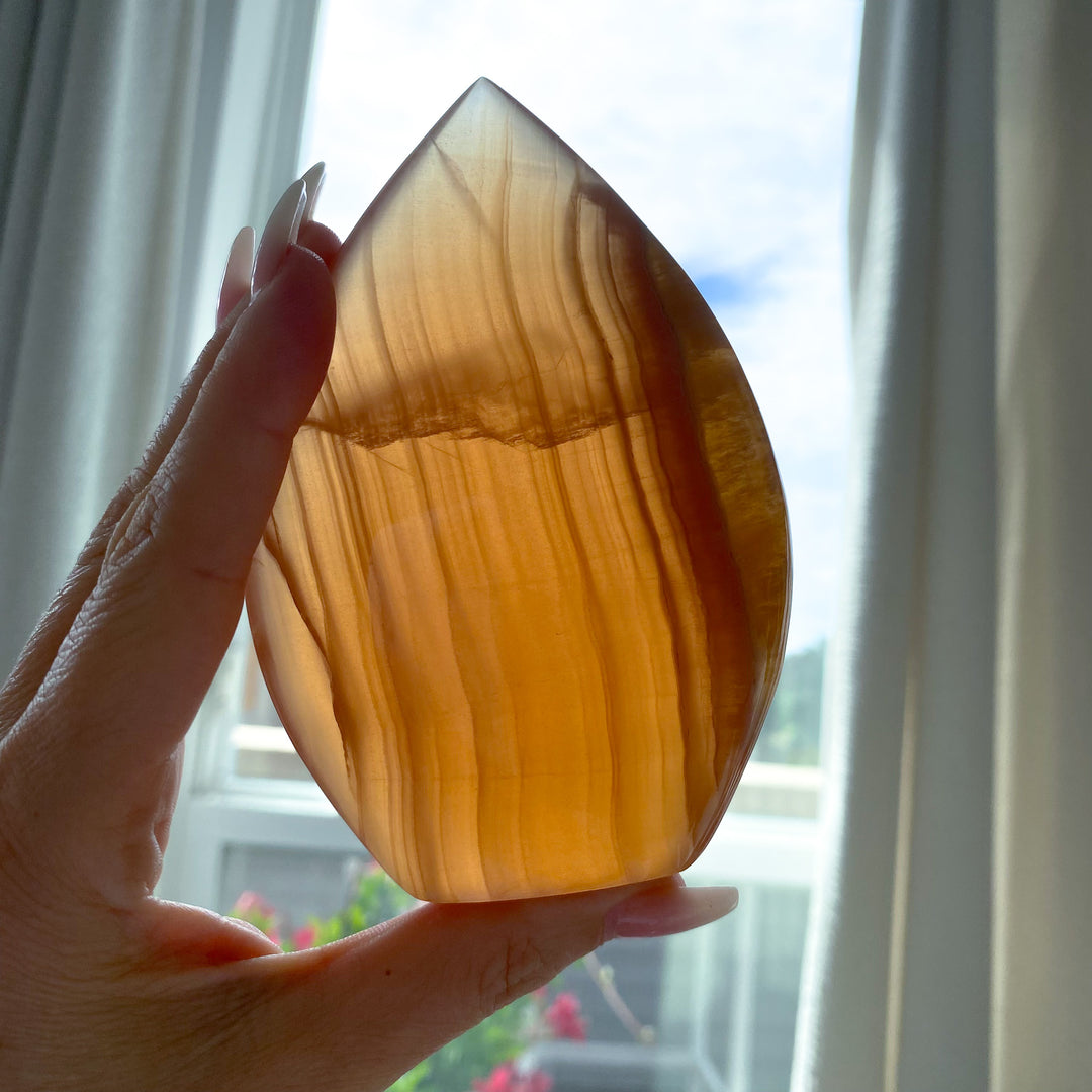 Large Honey Calcite Flame