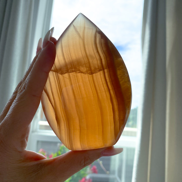 Large Honey Calcite Flame