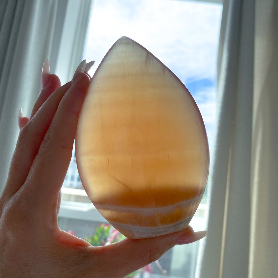 Large Honey Calcite Flame