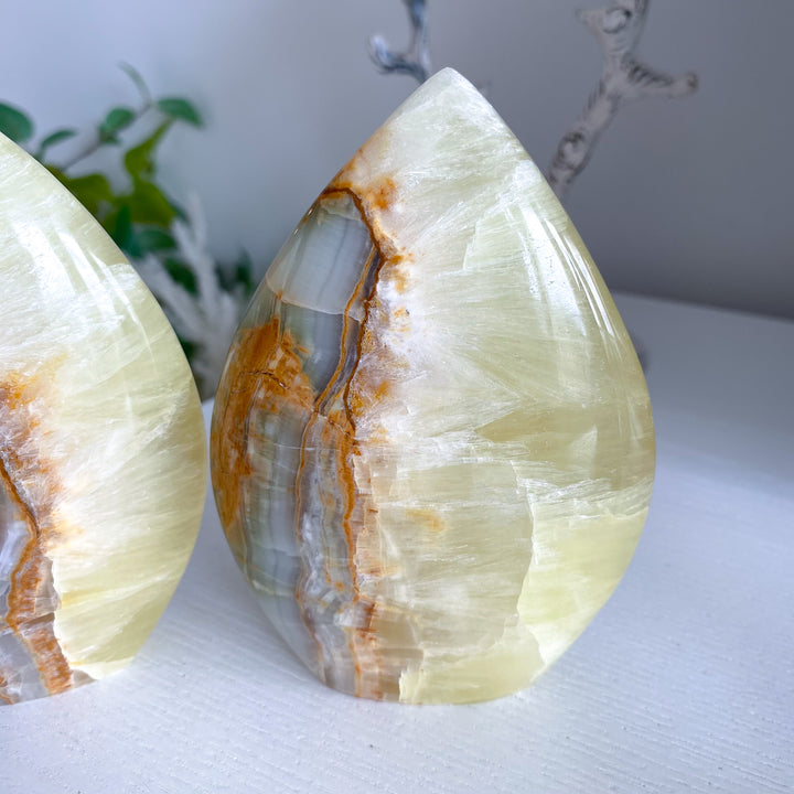 Lemon Calcite and Green Onyx Flame