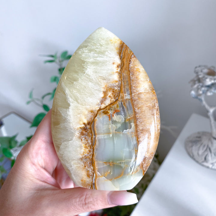 Lemon Calcite and Green Onyx Flame